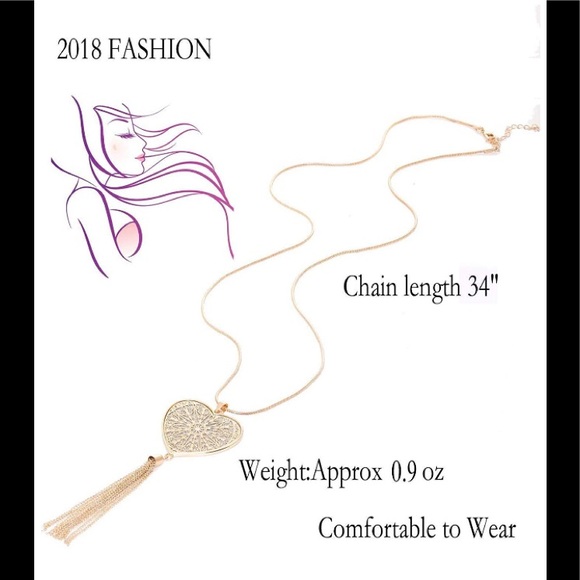 HEART ❤️ TASSEL PENDANT NECKLACE
Gold Tone NWT❤️🎁 - Picture 4 of 5